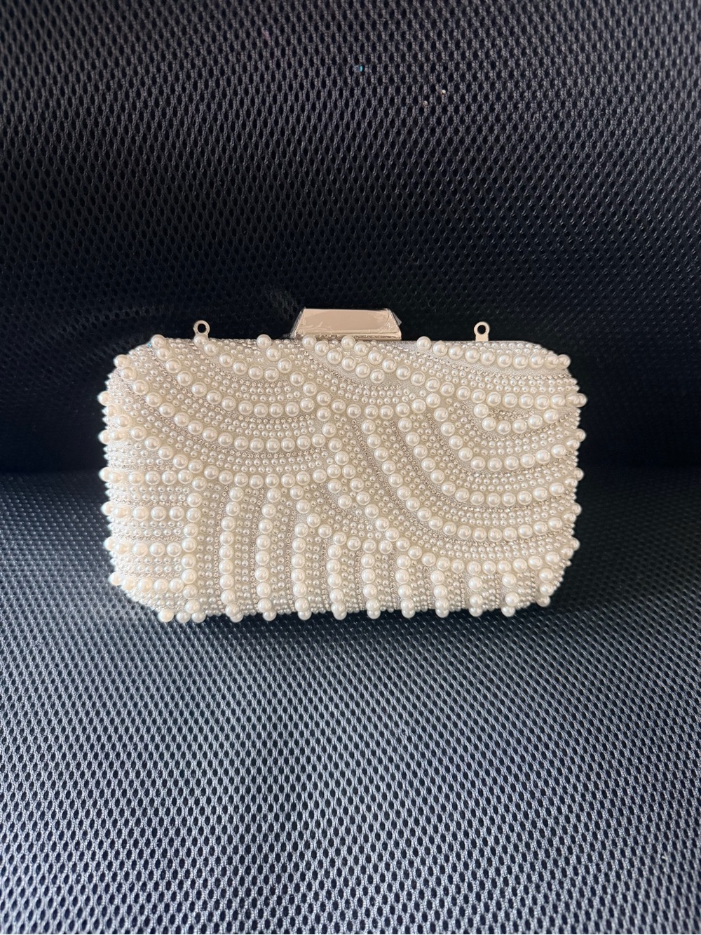 Pearl-Embellished Ivory Evening Clutch